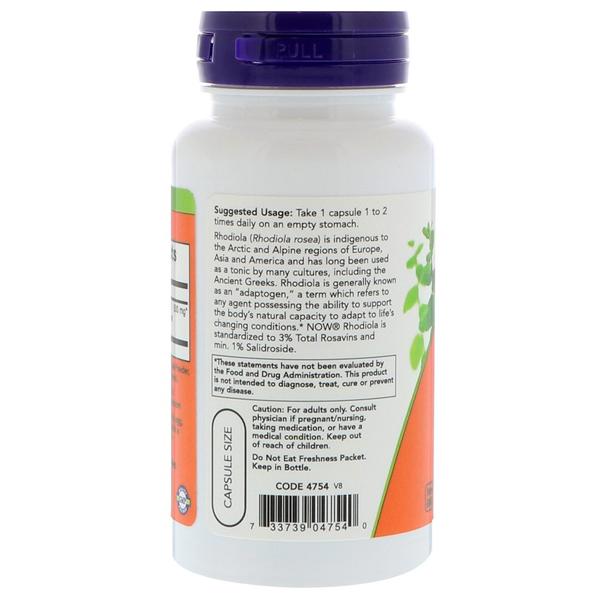 Now Foods Rhodiola 500mg 60 Veggie Caps - Image 3