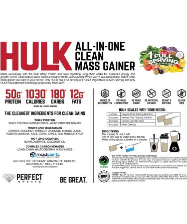 PERFECT SPORTS HULK Clean Mass Gainer 50g Whey Protein 99% Removed Lactose & Gluten Free - Image 5