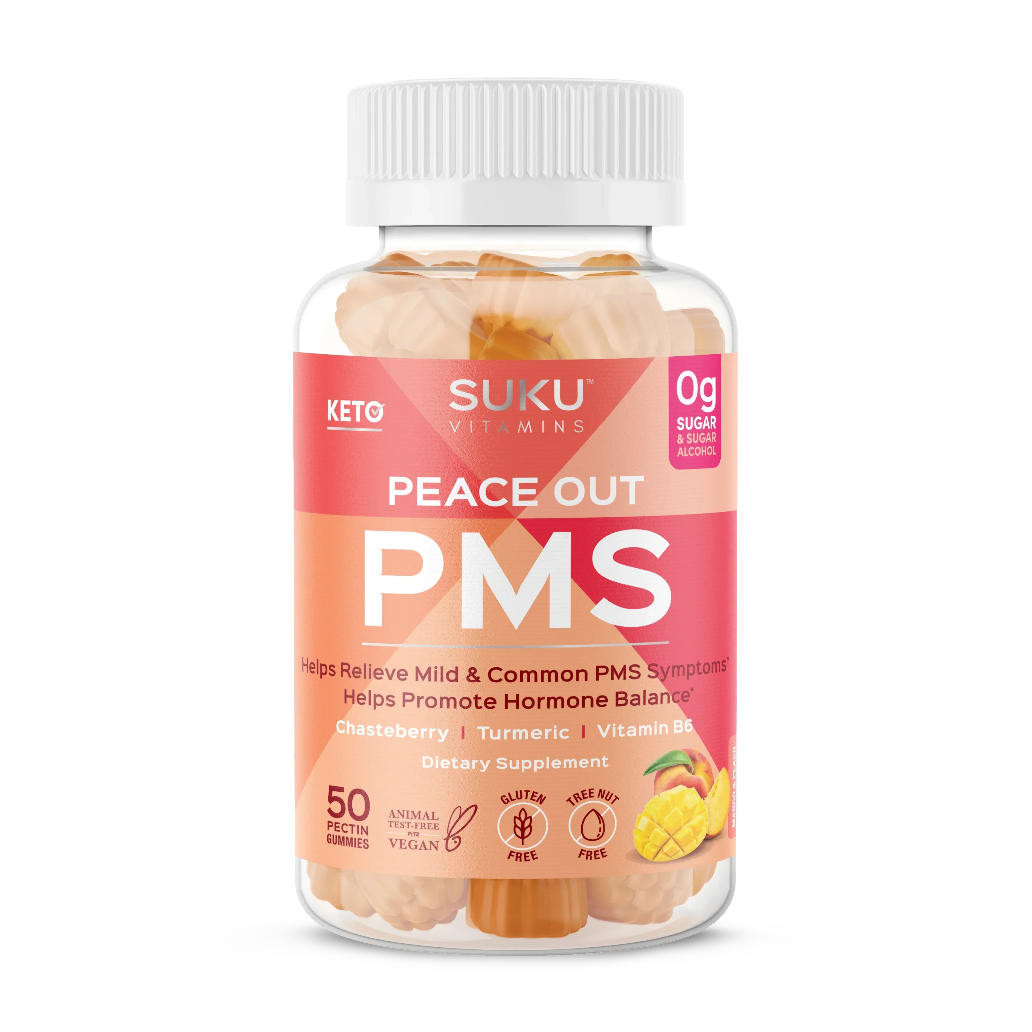 SUKU Peace Out PMS Pectin Gummies with Vitex and Turmeric