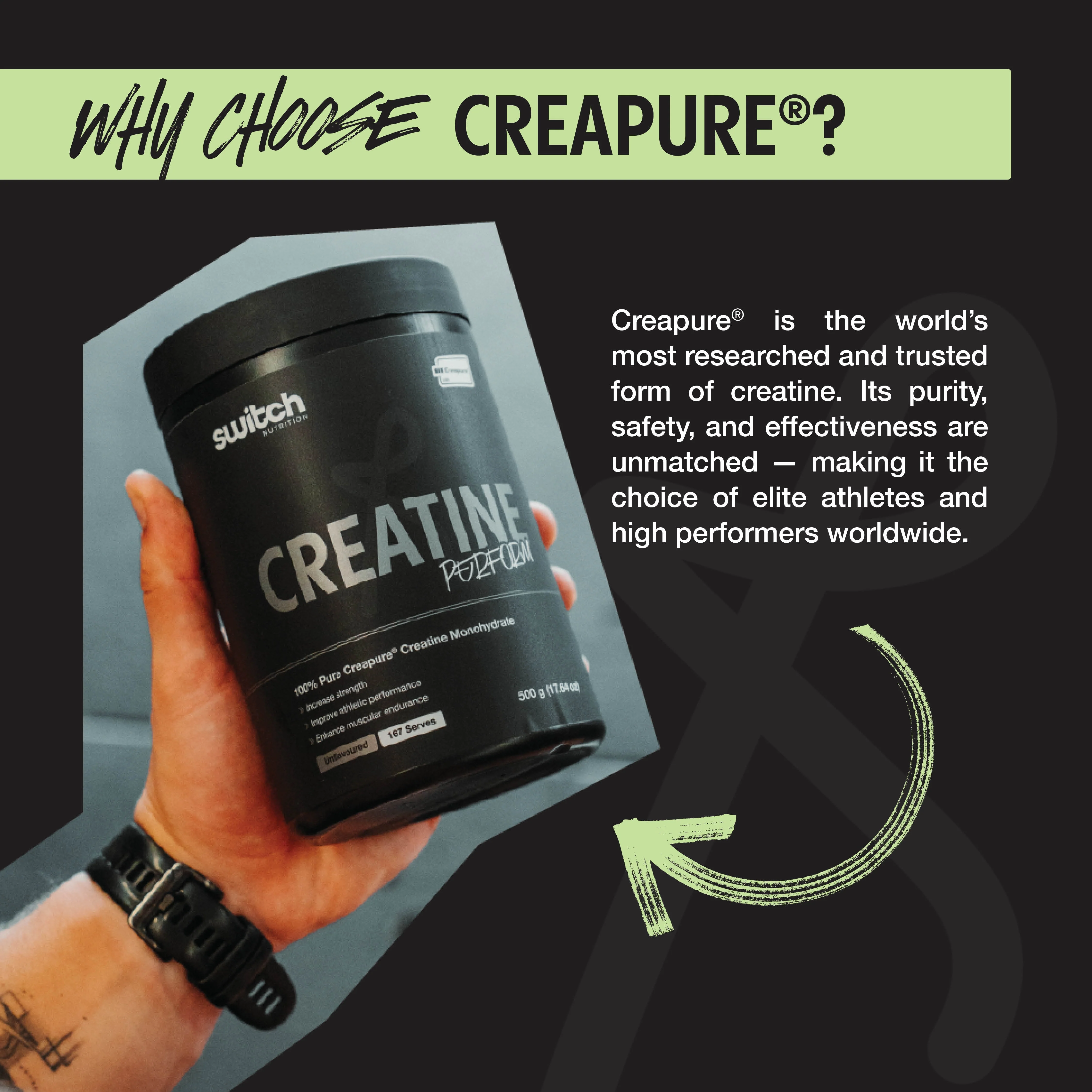 Switch Nutrition Creapure Creatine Monohydrate Powder - Image 3