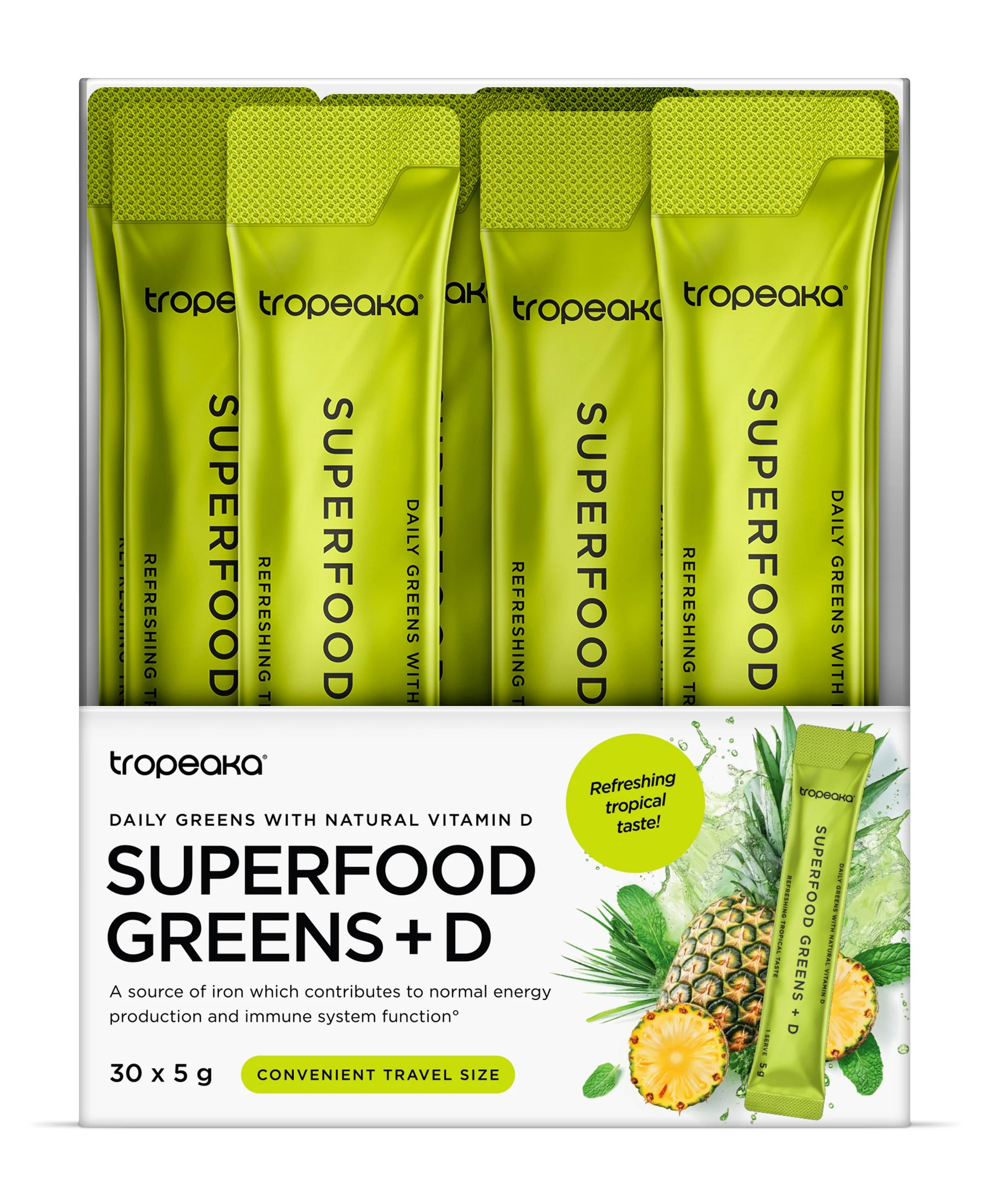 Tropeaka SUPERFOOD GREENS + D SINGLE SERVE (Box of 30 single serves) - Image 3