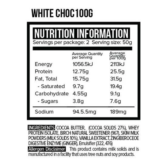 Vitawerx White Choc Bar 100g Box of 12 - Image 4